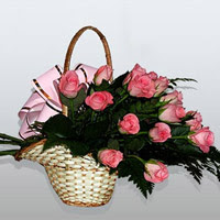  Ankara ucuz �i�ek g�nder  13 adet pembe g�l sepet i�erisinde