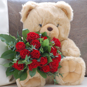  Ankara �i�ek servisi , �i�ek�i adresleri  9 adet kirmizi g�l ve orta boy ayicik