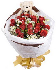 15 cm boyutlarinda ayicik ve 12 adet g�l  Ankara �i�ek sipari�i sitesi 