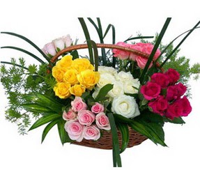  Ankara ucuz �i�ek g�nder  35 adet rengarenk g�llerden sepet tanzimi