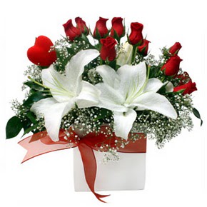  Ankara �i�ek�i ma�azas�  1 dal kazablanka 11 adet k�rm�z� g�l vazosu