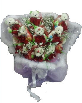 12 adet ay�c�k ve 12 k�rm�z� g�l  g�rsel ay� buket
