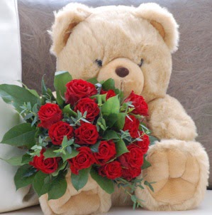  Ankara �i�ek servisi , �i�ek�i adresleri  9 adet kirmizi g�l ve orta boy ayicik