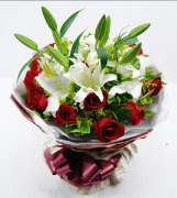 11 adet k�rm�z� g�l 1 dal kazablanka buket  Ankara ucuz �i�ek g�nder 