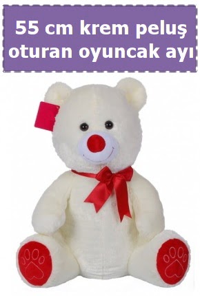 55 cm krem orta boy oturan pelu� ay�  Ankara ucuz �i�ek g�nder 